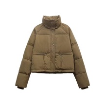 Kış Kadın Kısa Moda Pamuk Ceket Rahat Kadın Sıcak Tutan Kaban Küçük Arkadaş Büyük Boy Ten Ten Rengi