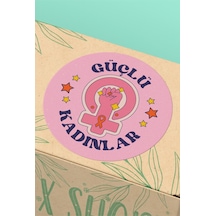 Güçlü Kadınlar Yuvarlak Sticker Paket Etiketi 3x3cm St2419 Çok Renkli