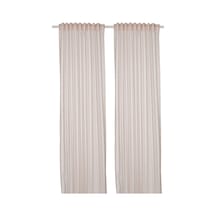 Fon Perde/2 Kanat, Meridyendukkan Beyaz-bej Renk-çizgili Model 120x300 Cm