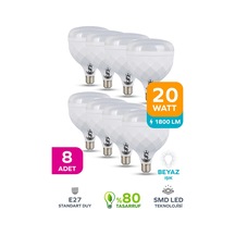 20w Kristal Tasarruflu E27 Beyaz Işık Torch Led Ampul 8 Adet 8 Adet