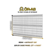 Antrastik Gri Bahçe Teli Panel Çit 120 Cm X 250 Cm 4-adet
