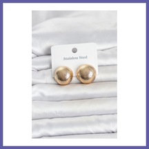 Bezos 316l Çelik Gold Renk Top Model Kadın Küpe Nıda