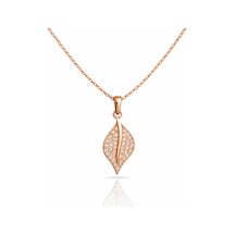 Çekirdekjewelry 925 Ayar Gümüş Rose Kaplama Minik Yaprak Kolye Pembe