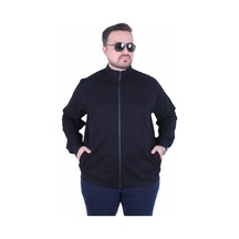Moc Grande Mocgrande Büyük Beden Basic Mevsimlik Fermuarlı Sweatshirt 22750 Sıyah Siyah