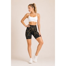Jolt Yüksek Bel Desenli Biker Tayt Kadın Spor Kısa Tayt Toparlayıcı Esnek Fitness Şort - Jolt0045 Çok Renkli