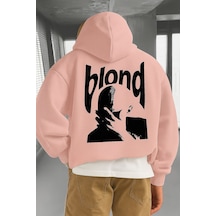 Benroma 3 İplik Penye Blond Baskılı Ünisex Kapüşonlu Sweat Pembe