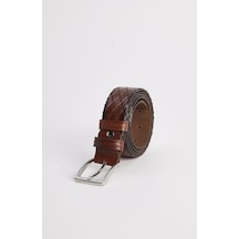 Tudors Erkek %100 Hakiki Deri 3,5 Cm Desenli Klasik Kahverengi Kemer-31570 Bordo