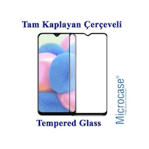 Samsung Uyumlu Galaxy A30S Tam Kaplayan Çerçeveli Tempered Cam - Siyah
