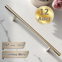 12 Adet Boy Kulp İnox 192 Mm Kulp Mobilya Mutfak Dolabı Çekmece Dolap Kapak Kulpu Kulbu Metal Kulpları Bej
