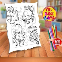 Küçük Deniz Canlıları Çocuk Boyama Puzzle Tablo-catatanku