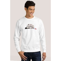 Chevrolet Baskılı Beyaz Erkek Örme Sweatshirt