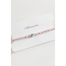 Nazar - 783 - Kristal Makrome İp Bileklik 6 - Concepta - Mm Pembe