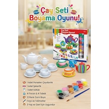 Boyanabilir Porselen Çay Seti 13 Parça - Kendin Yap Dıy Çocuk Etkinlik Ve Boyama Oyunu
