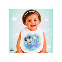 Deniz Kızı Minnie Mouse Keten Bebek Mama Önlüğü Yumuşak - Emici - Yıkanabilir - Özel Tasarım P044 Çok Renkli