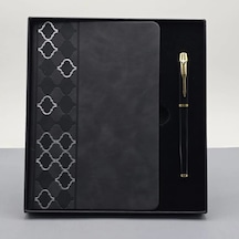 Şık Desenli Deri Defter Ve Kalem Seti 21x15 Cm Çok Renkli
