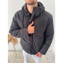 İçi Kapitoneli Kapüşonlu Şişme Mont Siyah İçi Kapitoneli Kapüşonlu Şişme Mont Siyah