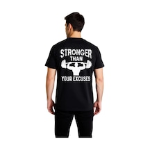 Paybuy Erkek Fitness Motivasyon Baskılı Tişört Halter Dumbbell Grafik Ta Siyah