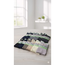Plus Unisex Bambu Diyabetik Çorap 4 Mevsim Dikişsiz/kokulu Asorti 12'li Paket Set 3 36-40 Çok Renkli