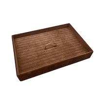 Yerli Üretim Süet Kumaş Kahve Renk 34/24 Cm Batırmalı Çekmeçe İçi Bileklik Kelepçe Tablası Çok Renkli