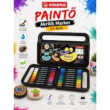 Stabilo 791/24 Paınto 24 Renk Akrilik Marker Seti Su Bazlı Çok Yüzeyli Boya Kalemi Çantalı Çok Renkli