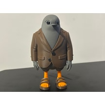 3d Baskı Pigeon İn Suit - Kahverengi Ceketli Ve Sandaletli Güvercin - Absürt Ofis Dekoru