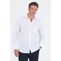 İmza Beyaz Klasik Yaka Uzun Kol Cepli Comfort Fit Basic Pamuklu Gömlek 1004255002