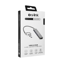 S-link Sw-u332 Type-c - Usb3.0 1000mbps 3 Port Usb Gigabit Ethernet Adaptör