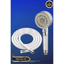 Turbo 5 Fonksiyonlu Filtreli Duş Başlığı Turbo El Duşu + Beyaz Pvc Duş Hortumu Duş Seti Çok Renkli