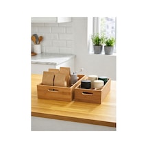 2'li Bambu Düzenleyici Organizer Sepet Seti Ahşap Çok Amaçlı Düzenleme Kutusu Mutfak, Banyo, Dolap Ve Ofis Organizer Diğer