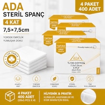 Ada Steril Spanç 4 Kat 7,5 x 7,5cm 100'Lü 4 Paket