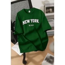 New York U.s.a. Baskılı Unisex Tişört Çok Renkli
