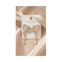 Xuping 14k Gold Rengi Kuyumcu İsçiligi Modern Tasarim Tas Detay Kararmaz Kadin Halka Küpe Altın - 926433105 Altın