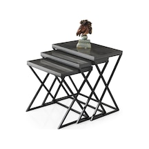 Çapraz Metal Ayak 3'lü Zigon Sehpa 001