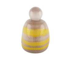Mikasa Moor Lila Kapaklı Sarı Çizgili Cam Vazo 19x28cm Mürdüm