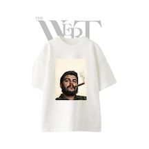 Thewert Che Guevara 2 Tasarım Baskılı Ünisex Beyaz Oversize T-shirt