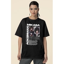 Sevbano Mikasa Ackerman Baskılı Unisex Oversize Attack On Titan Anime Diz Siyah