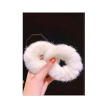 Kadın 2'li Beyaz Peluş Lastik Toka Seti,kadın Çocuk Mandal Toka, Lastik Toka Seti, Toka Organizer, Toka, Kız Çocuk Toka, Toka