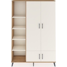 Arges Dolap 6 Raflı 4 Kapaklı Tek Askılı 132x30x195 Çam-aytaşı/aytaşı Aytası/aytası