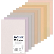 Canson Mi-teintes 160gr A4 Renkli Çizim Kağıt Çift Taraflı Petek Ve İnce Taneli 10 Pastel Renkler