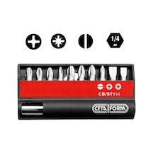 Ceta Form CbSt111 11 Parça DüzYıldızPozidriv Bits Uç Takımı 14" Bits Tutucu İle