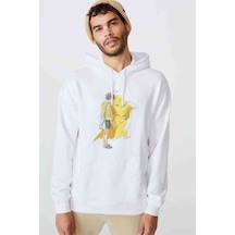 Anime One Punch Man Baskılı Beyaz Erkek Kapşonlu Sweatshirt (531044875)