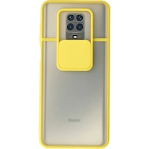 Xiaomi Redmi Note 9 Pro Kılıf Palm Buzlu Kamera Sürgülü Silikon - Sarı Düz Renkli
