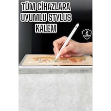 Mey İthalat Dokunmatik Kalem Beyaz Şarjlı Yedek Uçlu Android Ve İos Uyumlu