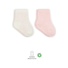 Mey İthalat Puan Derby Penye Soket Çorap 2'li Bs10103 Pembe Ekru Mey İthalat Puan Derby Penye Soket Çorap 2'li Bs10103 Pembe Ekru