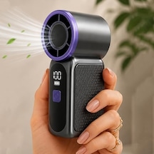 9cmx4cm Ultra Mini En Küçük El Fanı Taşınabilir Şarjlı Dijital Göstergeli Ayarlanabilir Hız Kademeli Taşınabilir Soğutucu Fan Usb-c Şarjlı Masaüstü Seyahat Ofis Kamp Için Vantilatör Fs-24