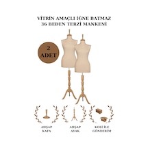 2 Adet Vitrin Amaçlı 36 Beden Terzi Vitrin Mankeni İğne Batmaz