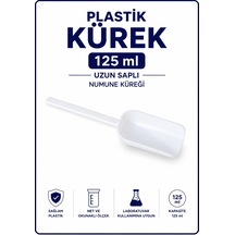 Plastik Kürek Beyaz - 125 ml - Dibi Düz - Uzun Saplı