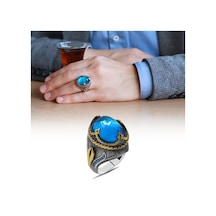 Faset Aqua Zirkon Taşlı Kompakt Tasarım 925 Ayar Gümüş Şehzade Yü (461278494)