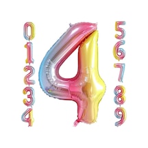 4 Dört Rakam Gökkuşağı Folyo Balon 34" Inc 76 CM