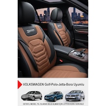 Titanyum Serisi Lüks Keten Üniversal Oto Koltuk Kılıfı Volkswagen Bora-golf-jetta-polo Uyumlu Taba